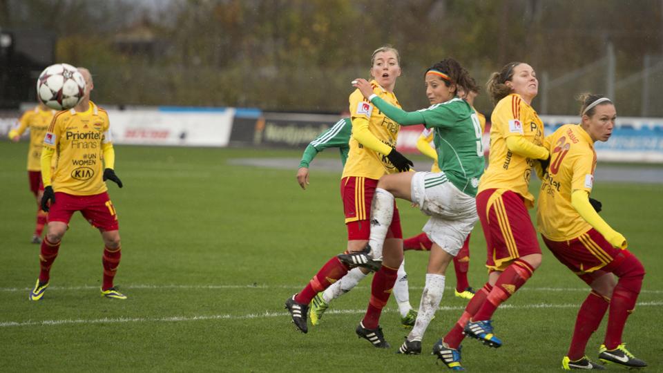 Nadia Nadim scorede et vigtigt reduceringsmål mod Tyresö, men var skuffet over at tabe. Foto: Kurt Bering <i>Kurt Bering</i>