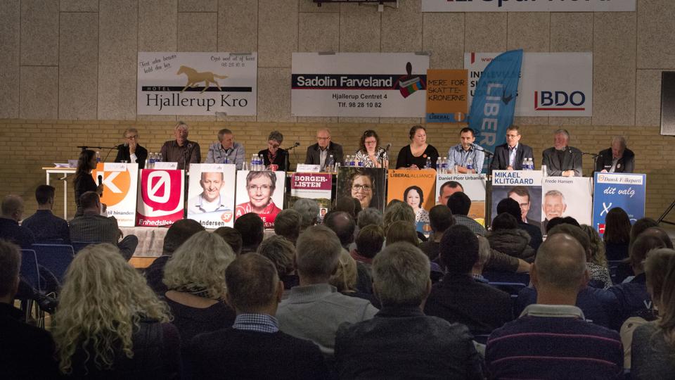 Ved valgmødet i Hjallerup var alle partier repræsenteret, men om