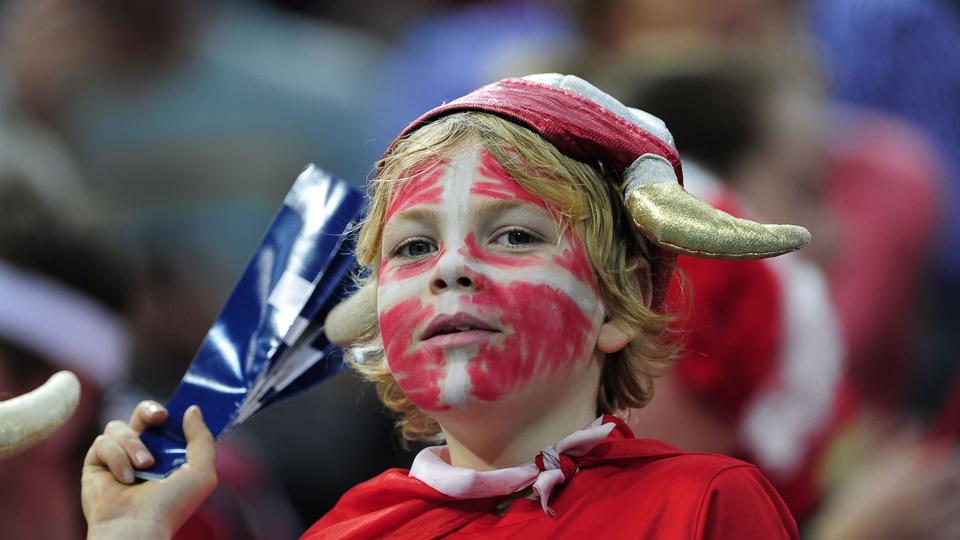 A young fan of Danish handball team reatcs prior to the 23rd Men's Handball World Championships final match Spain vs Denmark at the Palau Sant Jordi in Barcelona on January 27, 2013. AFP PHOTO/ JOSEP LAGO <i>Scanpix Denmark</i>