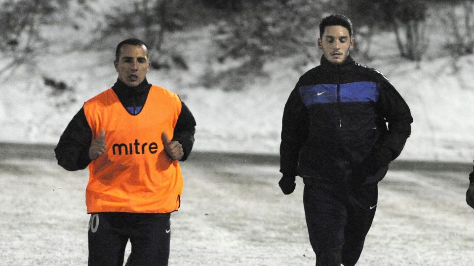 Sebastian Palermo og Javier Amaya var blandt prøvespillerne i Hobro. Sidstnævnte har tidligere bla. spillet i Næstved. Foto: Michael Bygballe. <i>Michael Bygballe</i>