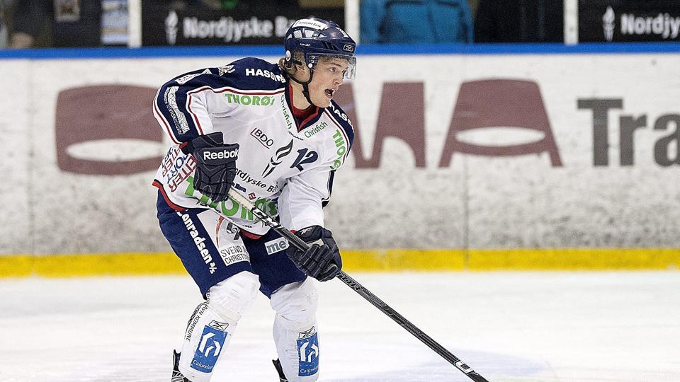 Rasmus Søndergaard bragte Frederikshavn White Hawks i front med 1-0 mod Odense. Siden gik det gruelig galt.Arkivfoto: Lars Pauli <i>Lars Pauli</i>