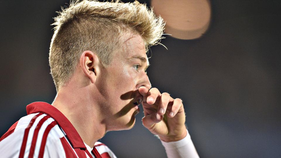 Nicolaj Thomsen spillede en god kamp og var med i to mål i storsejren. Arkivfoto: Bent Bach <i>Bent Bach</i>
