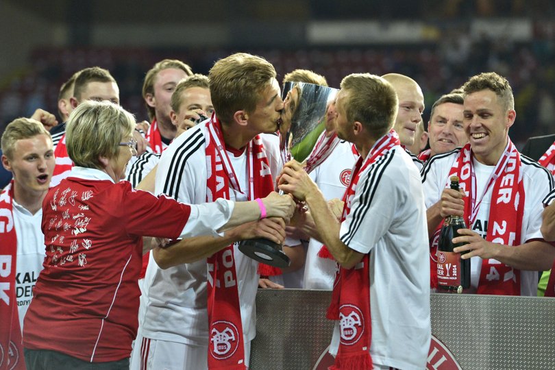 Sådan så det ud, da AaB havde sikret sig den historiske double-triumf i 2014, Arkivfoto: Hans Ravn <i>Hans Ravn</i>