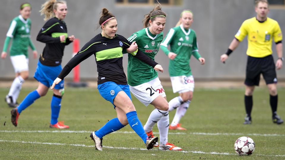 Signe Bruun fortsatte onsdag aften sin storform for Fortuna Hjørring, da hun scorede to gange i pokalkampen mod Kolding Q. Arkivfoto: Hans Ravn <i>Hans Ravn NORDJYSKE Medier</i>