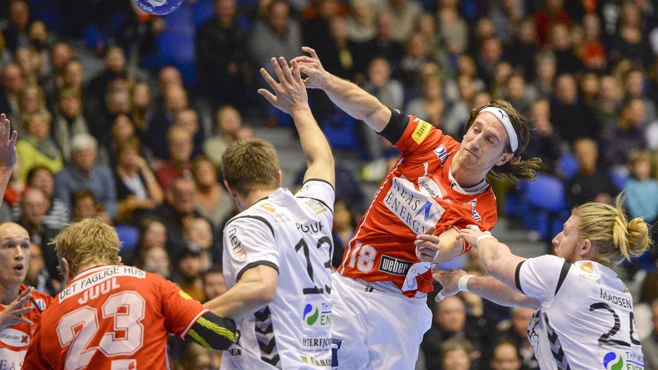 Marcus Mørk gjorde comeback i testkampen mod Århus Håndbold og fik et kvarter på banen. Arkivfoto: Michael Bygballe <i>Michael Bygballe</i>