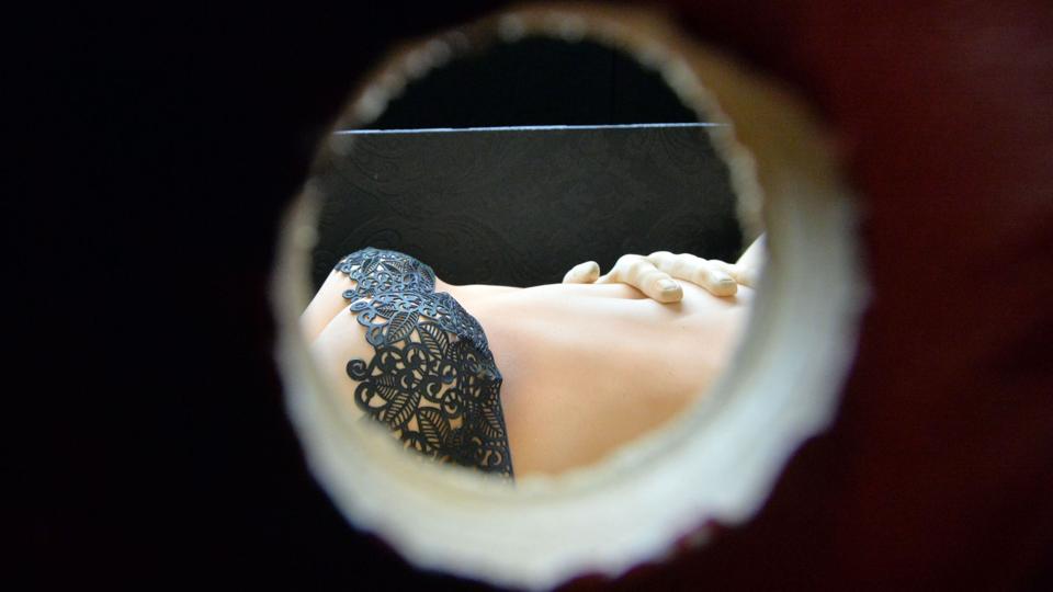 ”Fifty Shades of Grey” er på plakaten ved midnatstide i Bio Mors. Foto: Poul Ellis/AFP <i>Scanpix Denmark</i>