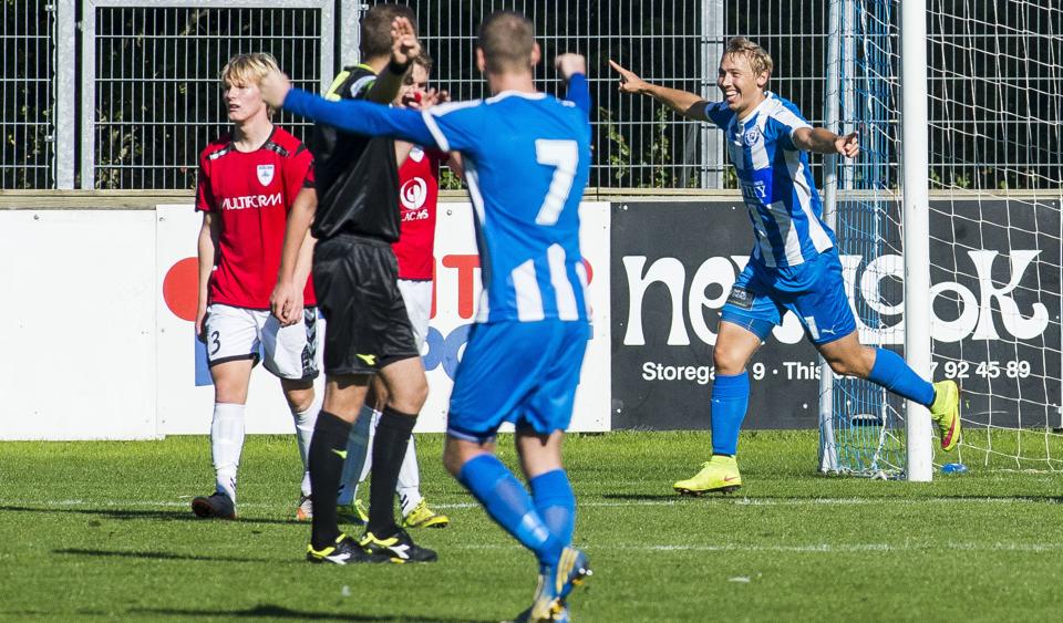Mikkel Agger og co. spillede fantastisk fodbold i Thisteds angrebskæde, hvor blandt andet en genial aflevering fra Mikkel Agger til Sonny Jakobsen var blandt højdepunkterne. Arkivfoto.