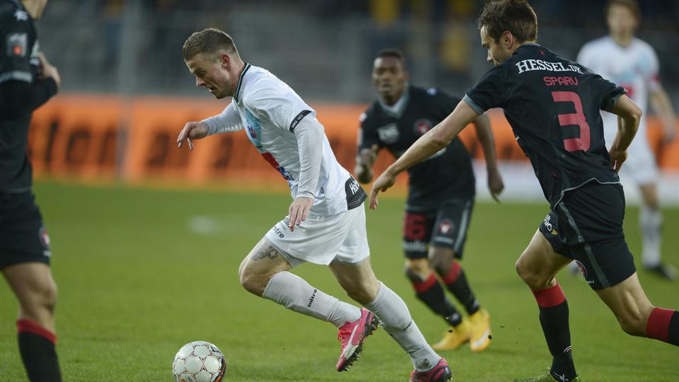 Sidst Mikkel Thygesen var iklædt Hobros kampdragt var 21. marts mod FC Midtjylland. Foto: Grete Dahl <i>Grete Dahl</i>