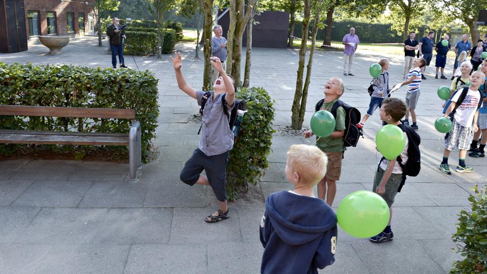På første skoledag i år var kun fem børn til den ny børnehaveklasse på Nørreådal Friskole. Næste år er der udsigt til 13 nye 0. klasseelever og omkring 70 elever i alt. Arkivfoto: Henrik Louis