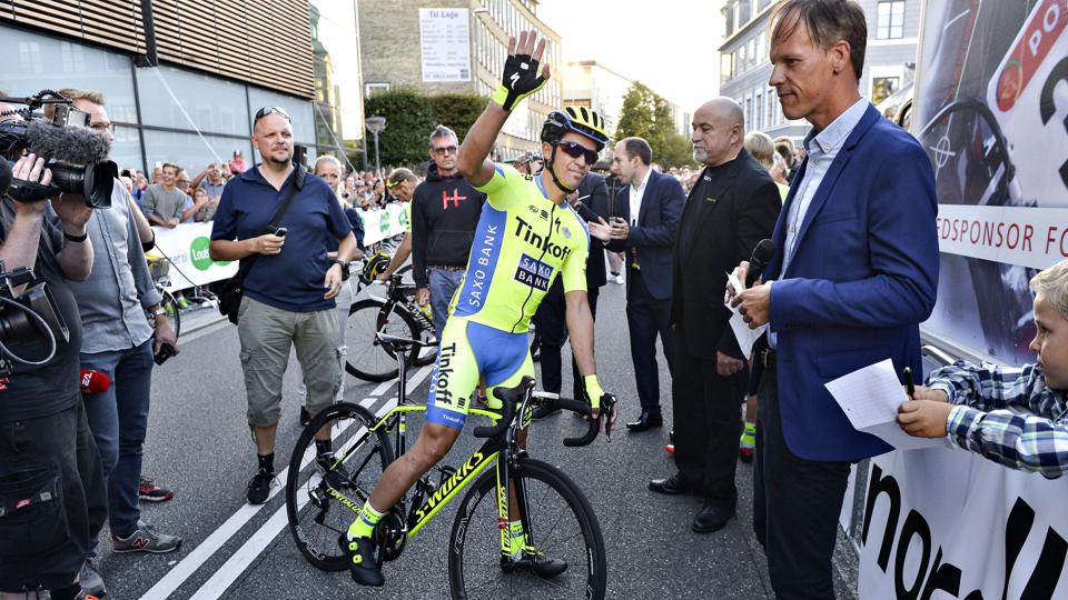 Alberto Contador vinkede tirsdag farvel til denne sæson med deltagelse i gadeløbet i Aalborg. Foto: Claus Søndberg
