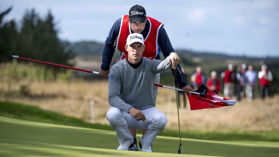 Rasmus Hjelm sluttede som delt bedste nordjyde i 14 slag over par. Langt efter den førende brite Jack Senior. Arkivfoto: Henrik Bo <i>Foto: Henrik Bo</i>