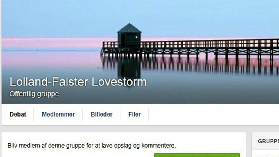 På Faceboom er denne gruppe oprettet: Lolland-Falster Lovestorm