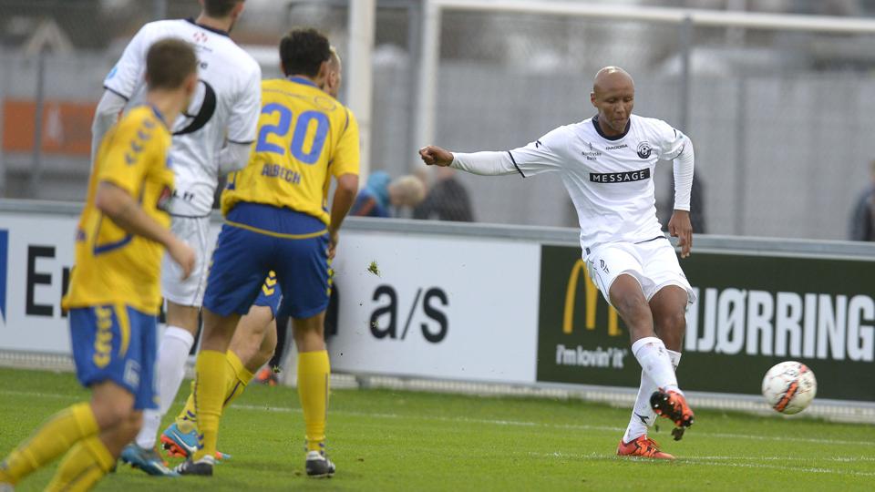 Vendsyssel FF besejrede Skive IK efter en scoring fra Ayo Simon Okosuns højrefod. Foto: Hans Ravn <i>Hans Ravn NORDJYSKE Medier</i>