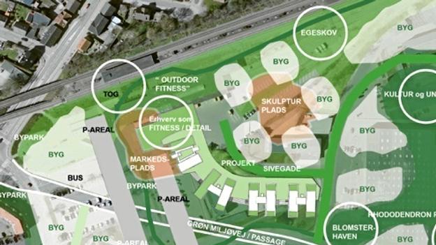 Banegårdspladsen får et helt nyt udseende. Tegning: Arkitektfirmaet Finn Østergaard