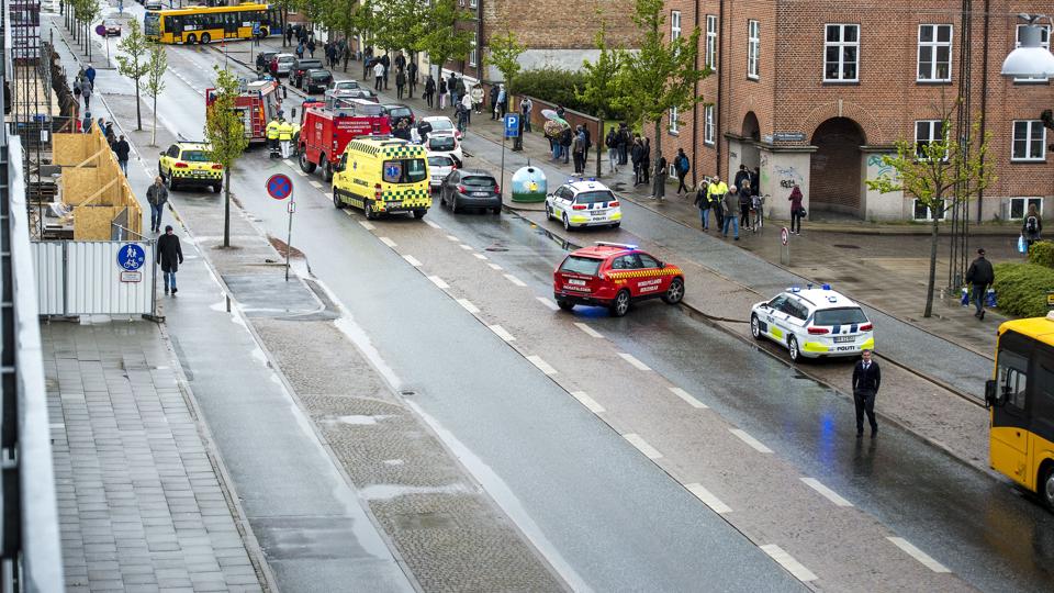 Jyllandsgade var kortvarigt spærret i forbindelse med uheldet. Foto: Laura Guldhammer