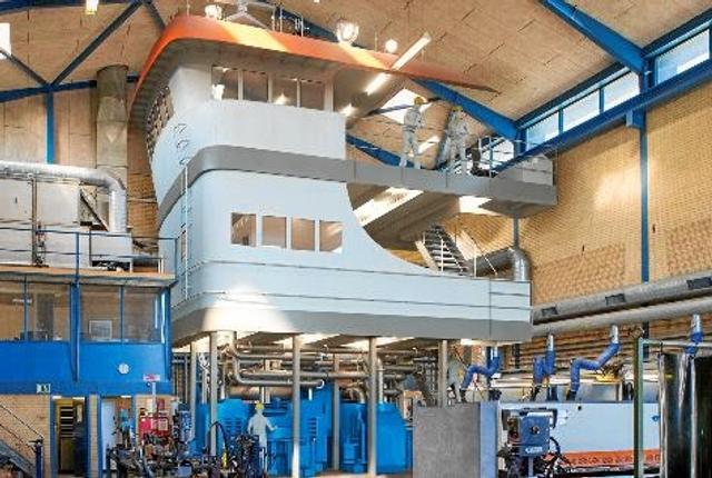 Sådan forestiller man i en 3D tegning sig den nye skibsbygning ” The Gallery” sat ind i skibsbyggerhallen på EUC Nord i Frederikshavn.