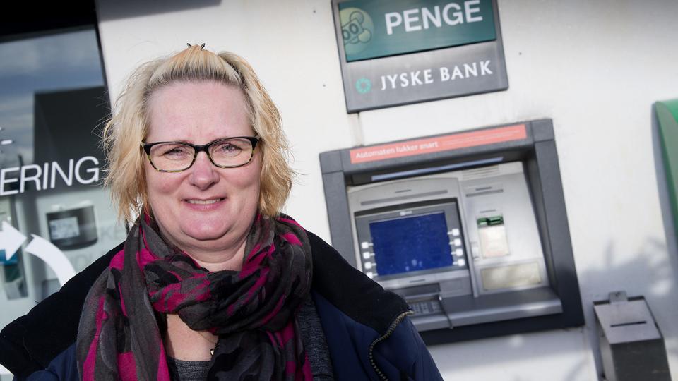 Tina Jensen, formand for Erslev Beboer- og Erhvervsforening, er ærgerlig over, at Erslev står til at miste pengeautomaten. Foto: Peter Mørk <i>Foto: Peter Mørk</i>