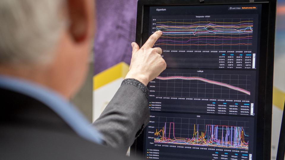 Tidligere på året blev der opsat et IoT-netværk i Gigantium, og her kunne man ud fra den indsamlede data blandt andet se, at temperaturen i den store hal stiger omkring fem grader under en håndboldkamp.Arkivfoto: Andreas Falck <i>Foto: Andreas Falck</i>