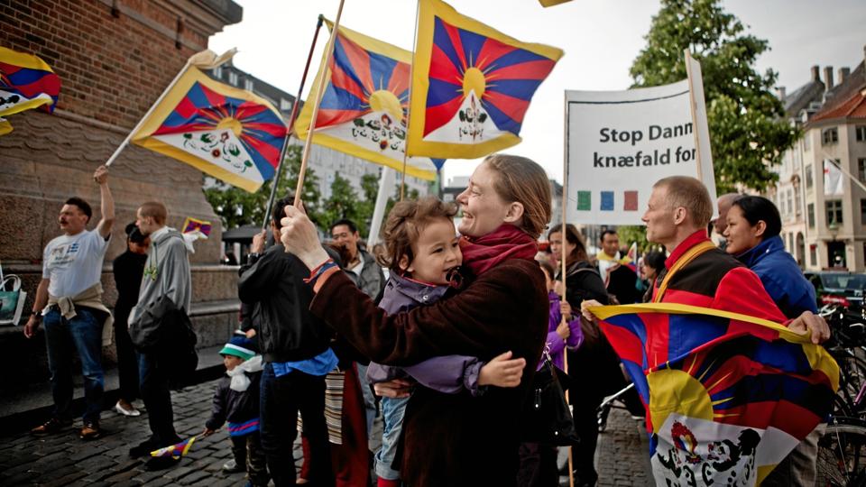 Demonstration til fordel for Tibet under kinesisk besøg i København. Foto: Dennis Lehmann/Ritzau Scanpix