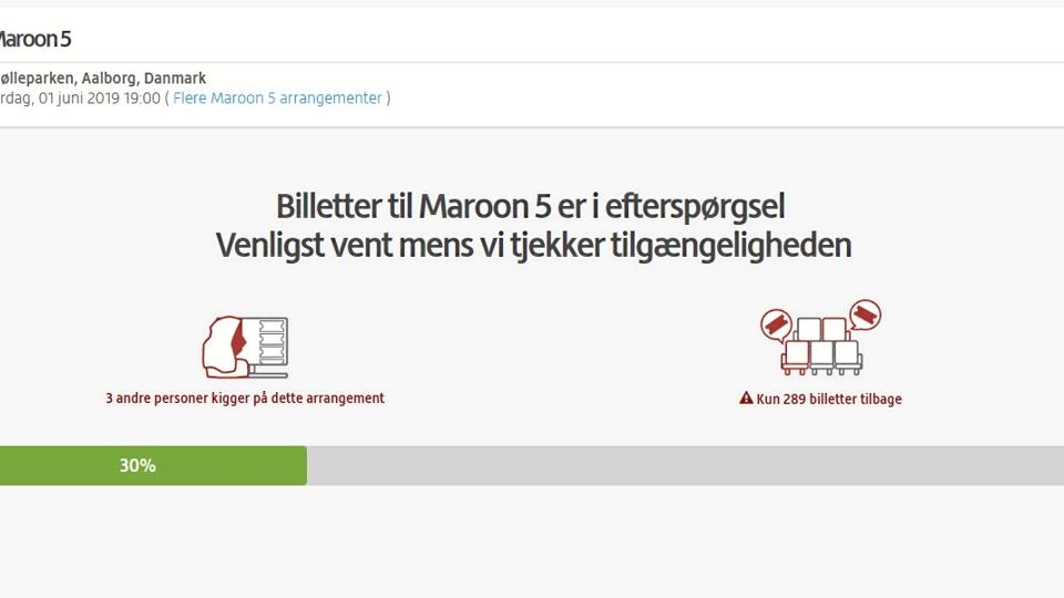 Viagogo.dk påstår, at de har stadig har billetter til Maroon 5-koncerten i Aalborg til juni næste år. Men pas på, du aner ikke, om billetterne er ægte eller falske.