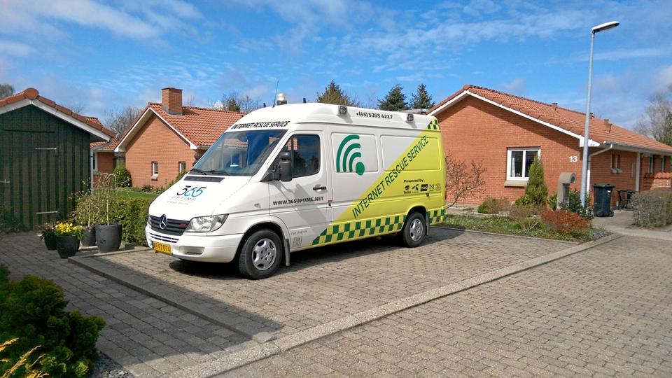 Tidligere har ambulancen fungeret som en demobil hos Falck. Nu skal køretøjet hjælpe virksomheder, når de løber ind i netværksproblemer.PR foto