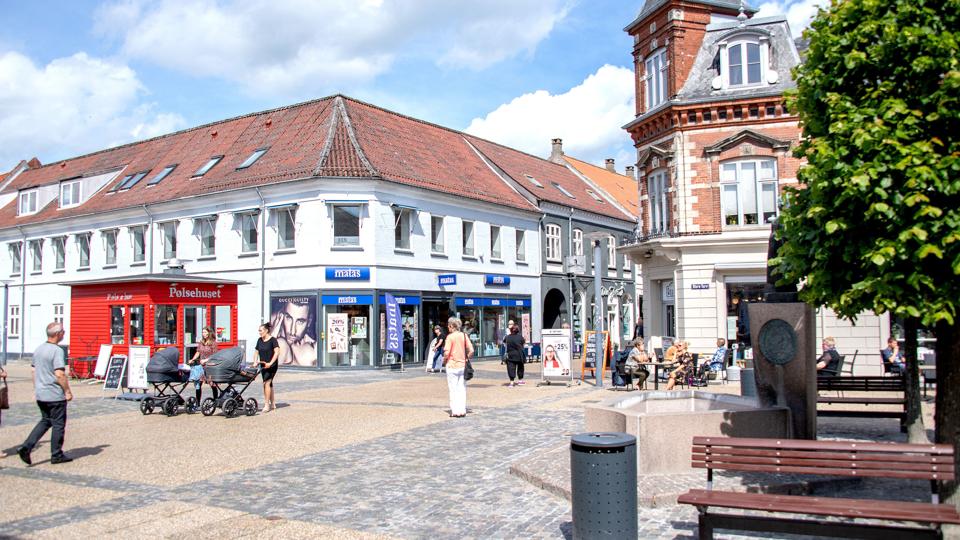 Store Torv og gågaden i Hobro kan få tilført nye vitaminer i form af et kombineret kultur- og rådhus. Arkivfoto: Lars Pauli <i>Foto: Lars Pauli</i>