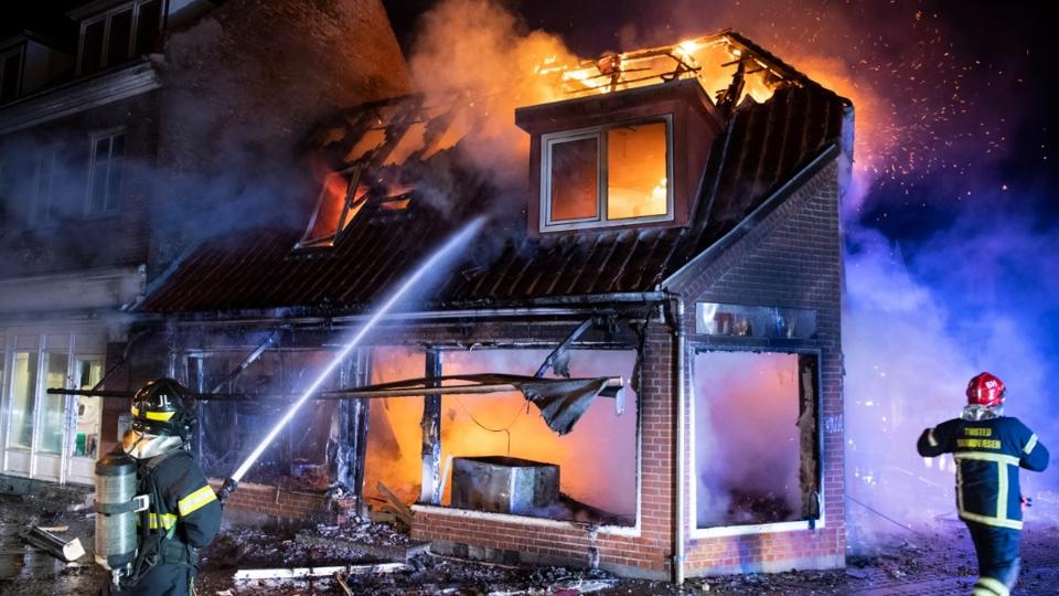 Branden raserede slikbutikken Thy Slik natten til 2. maj. Arkivfoto: Peter Mørk