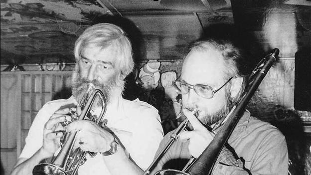 Limeriver Jazzband.  Fra venstre Poul Erik Broberg og Jørgen Schou. Foto: Knud Lauridsen Collection