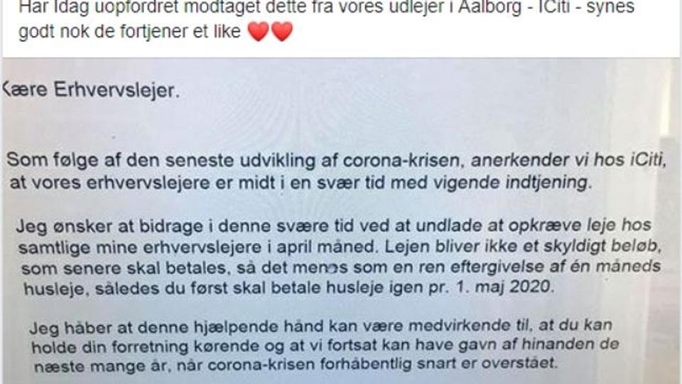 Frisør Anne-Mette Mortensen, som bl,a, driver Deres Urban Klip i Urbansgade i Aalborg, delte Peter Claesens besked med sine følgere på Facebook. Det stak helt af.