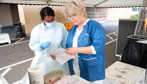 Arbejdet er også gået i gang her ved Aalborg Universitetshospital. Foto: Claus Søndberg