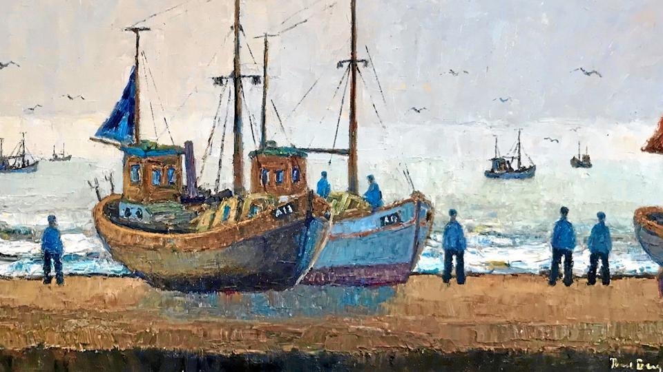 Poul Berg: ”Kystbåde ved Slettestrand”. Privatfoto