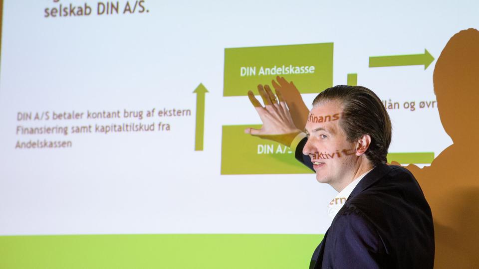 Tidligere bestyrelsesformand Kasper Hansen er her fanget på en generalforsamling i foråret i pengeinstituttet. Arkivfoto: Bo Lehm <i>Bo Lehm</i>