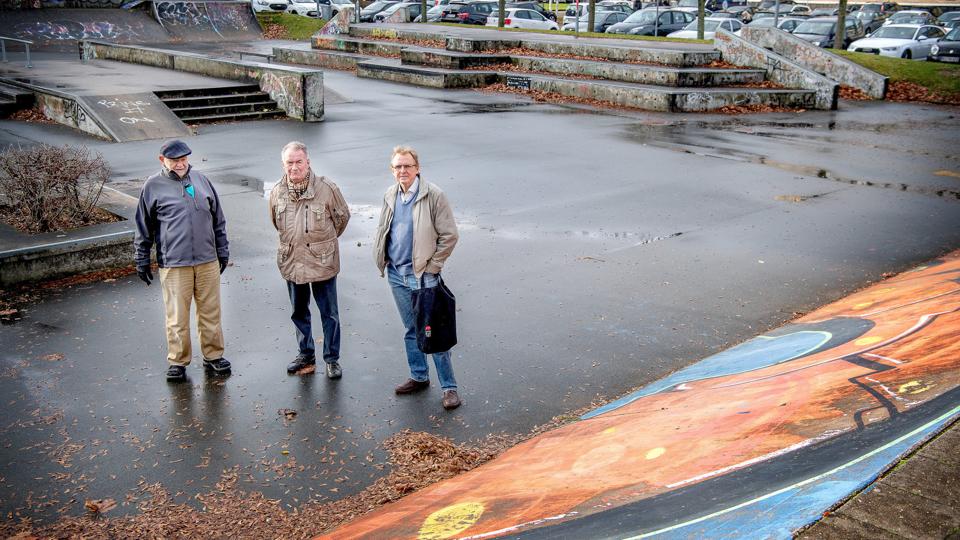 Jørgen Riisager, Ove Thorhauge og Lars Dyhrmann Christensen er kritiske overfor plan om Aabos Plads. Foto: Lars Pauli