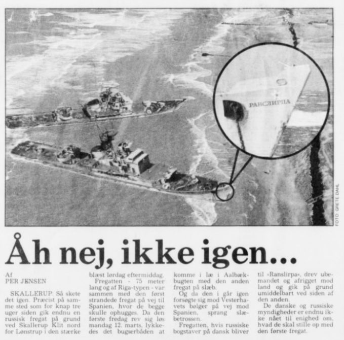 Aalborg Stiftstidende søndag 1. april 1990 kunne fortælle, at der nu var to strandede skibe. Det fik nordjyder i så stort tal til at valfarte til området, at der opstod trafikkaos. Det var dog et aprilsnar lavet af avisen. Arkivfoto