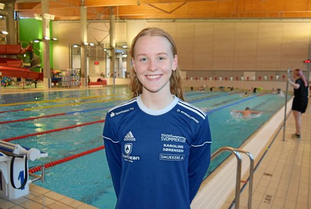 Karoline Sørensen er i verdensklasse, mener Thisted Svømmeklubs cheftræner Mads Bjørn Hansen. Arkivfoto