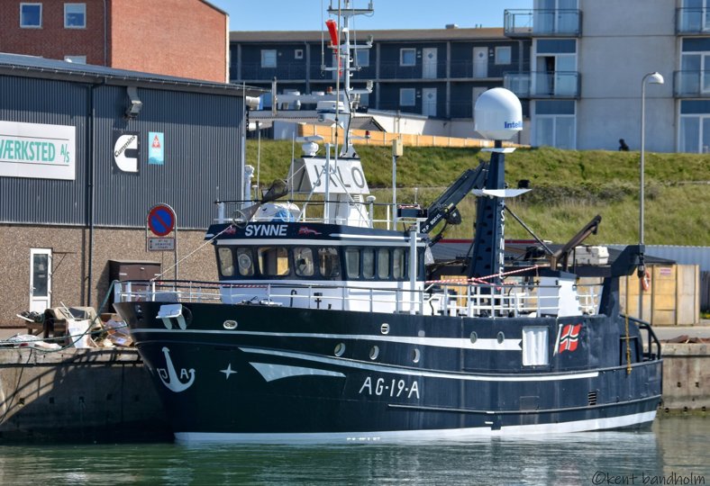 Den norske rejetrawler AG19A "Synne" havde netop afsluttet et længere ophold på værft i Hirtshals, da den på hjemturen til Agder sank lige nord for den nordjyske havneby. Foto: Bandholm Skibsbilleder