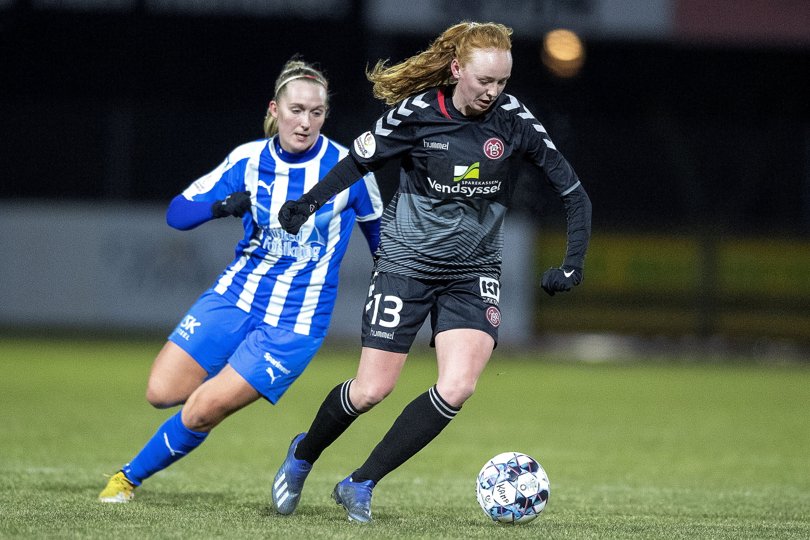 Sofie Lybæk fik en stor mulighed for at bringe AaB foran efter otte minutters spil, men hjemmeholdet skulle helt hen til det 73. minut, før de kom på tavlen. Arkivfoto: Lars Pauli <i>Foto: Lars Pauli</i>