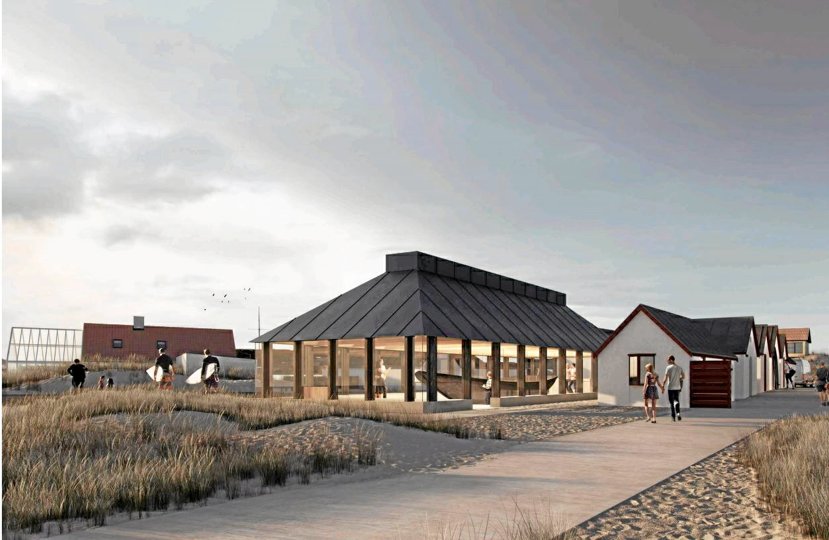 Sådan kan et fremtidigt hus til skibningsbåden se ud. Grunden, det tænkes opført på, er stillet til rådighed af Thisted Kommune. Illustration: LOOP Architects