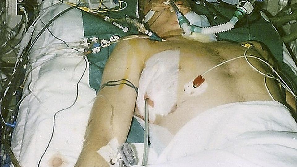 Natten efter ulykken på sygehuset i Aalborg. Privatfoto
