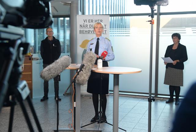 Der var pressemøde på politigården i Aalborg om corona-situationen fredag eftermiddag. Foto: Martel Andersen