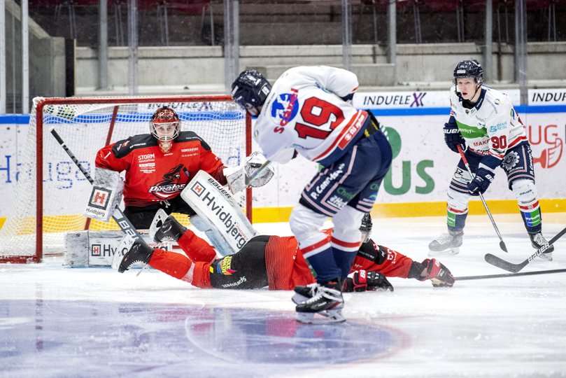 Frederikshavn White Hawks og Aalborg Pirates skal efter planen mødes både onsdag og torsdag. Arkivfoto: Lars Pauli <i>Foto: Lars Pauli</i>