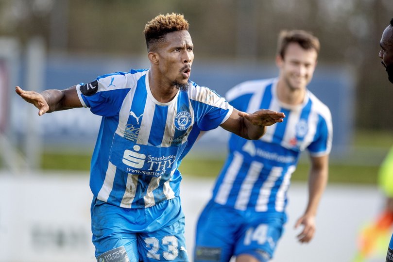 Yao Dieudonne sikrede sejren med sit tredje sæsonmål. Arkivfoto: Lars Pauli <i>Foto: Lars Pauli</i>