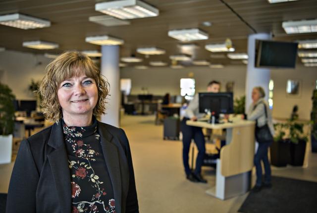 Betina D. Jensen er direktør for Nordea i Hjørring og Brønderslev, og hun er glad for den nye beliggenhed i Brønderslev. Foto: Kurt Bering