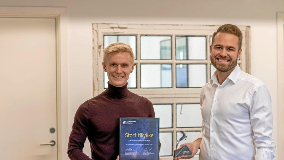 29-årige Anders Linddahl (tv.) og Samuel Glaes, 27 år, er begge vokset op i Thy. Nu har virksomheden, de begge er partnere i, fået en gazellepris. Privatfoto