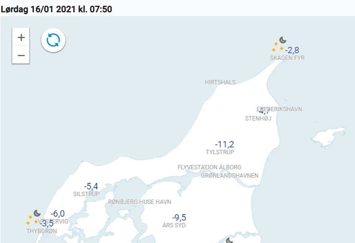 DMI: Her var det koldest i Nordjylland i nat