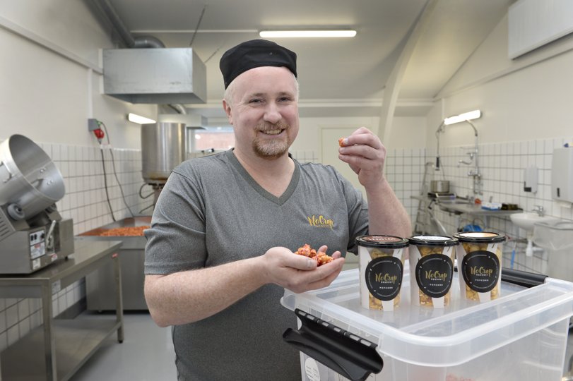 Tommy Jensen, succesrig popcorn-iværksætter med salg til næsten 300 forhandlere i Skandinavien. <i>Foto: Bente Poder</i>