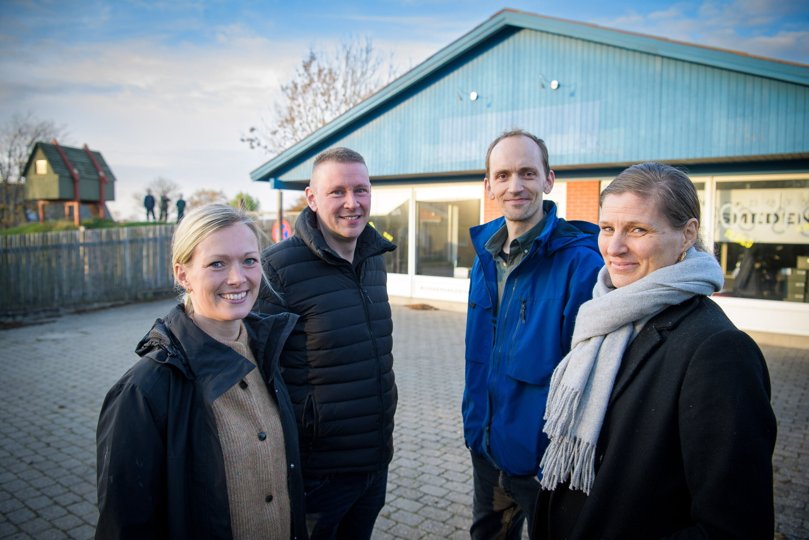 Den private børnehave Brombærhaven har købt den tidligere cykelforretning på Thorstedvej, som måske bliver til en ny vuggestueafdeling. Fra venstre Louise Hundahl, daglig leder af børenehaven, næstformand Leo Hundal, bestyrelsesmedlem Claus Iversen og formand Mia Engstrøm. <i>Bo Lehm</i>
