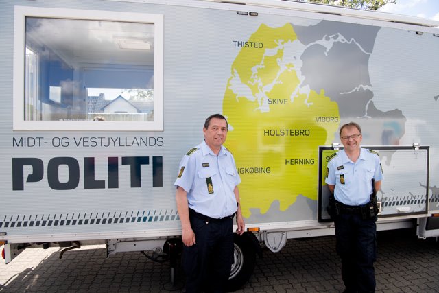 Den mobile politistation kommer til Thisted 19. april på Store Torv.
