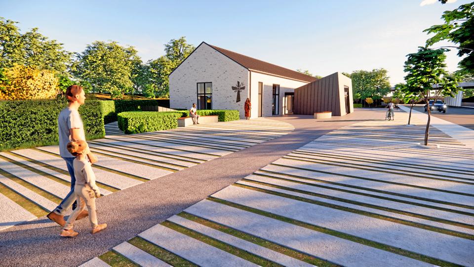 En planlagt ny baptistkirke ved Sæbygårdvej er stødt på modstand fra uventet kant. <i>Visualisering: ArkiNord</i>