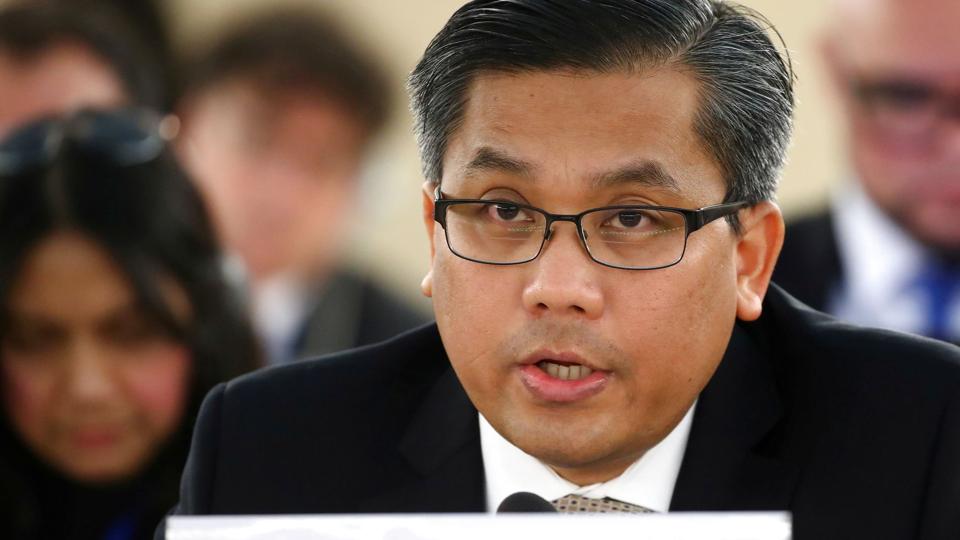 FILE PHOTO: Myanmar''s ambassador Tun addresses the Human Rights Council at the United Nations in Geneva <i>Denis Balibouse/Reuters</i>